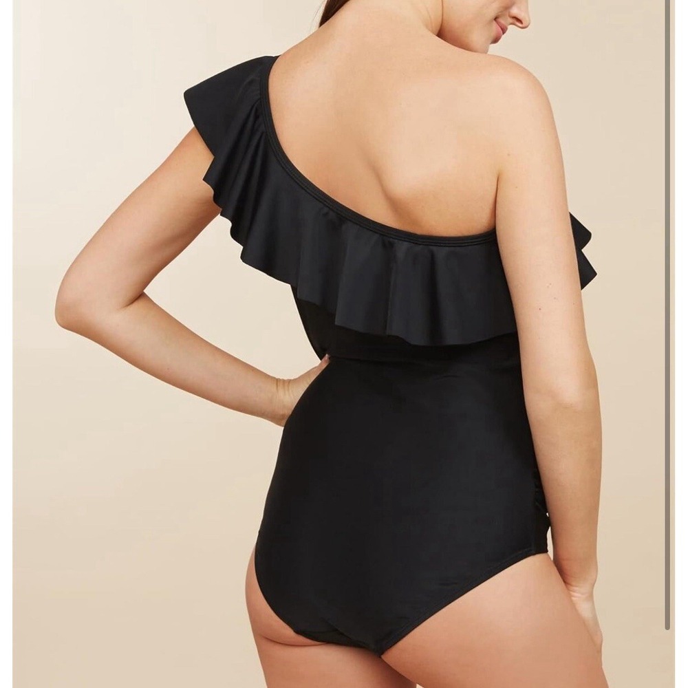 Beach Bump Ruffle Front one Shoulder UPF 50+ Swimsuit Motherhood Maternity Large - Picture 5 of 9